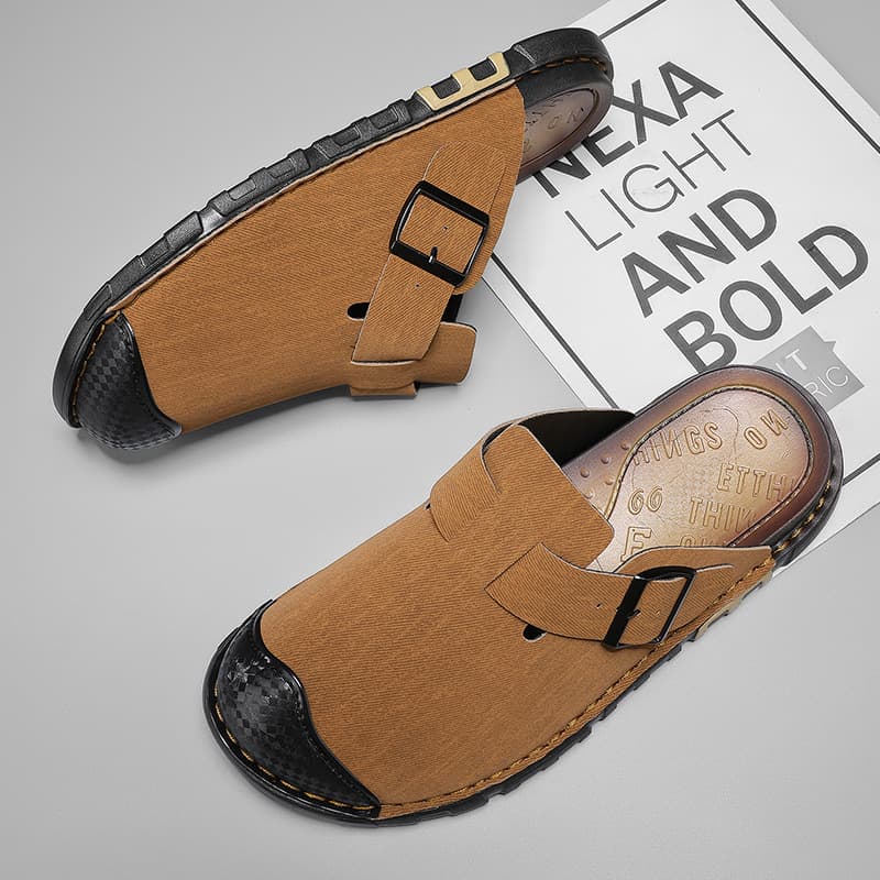 Cross-Border Plus-Size Korean Retro Trendy Slimming High-End Color-Blocking College-Style Birkenstock Closed-Toe Shoes for Export