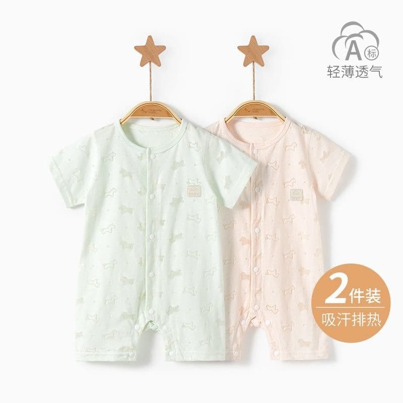 Baby Bodysuit Summer Newborn Short-Sleeve Thin Boys Girls Outing Romper Set Baby Clothes