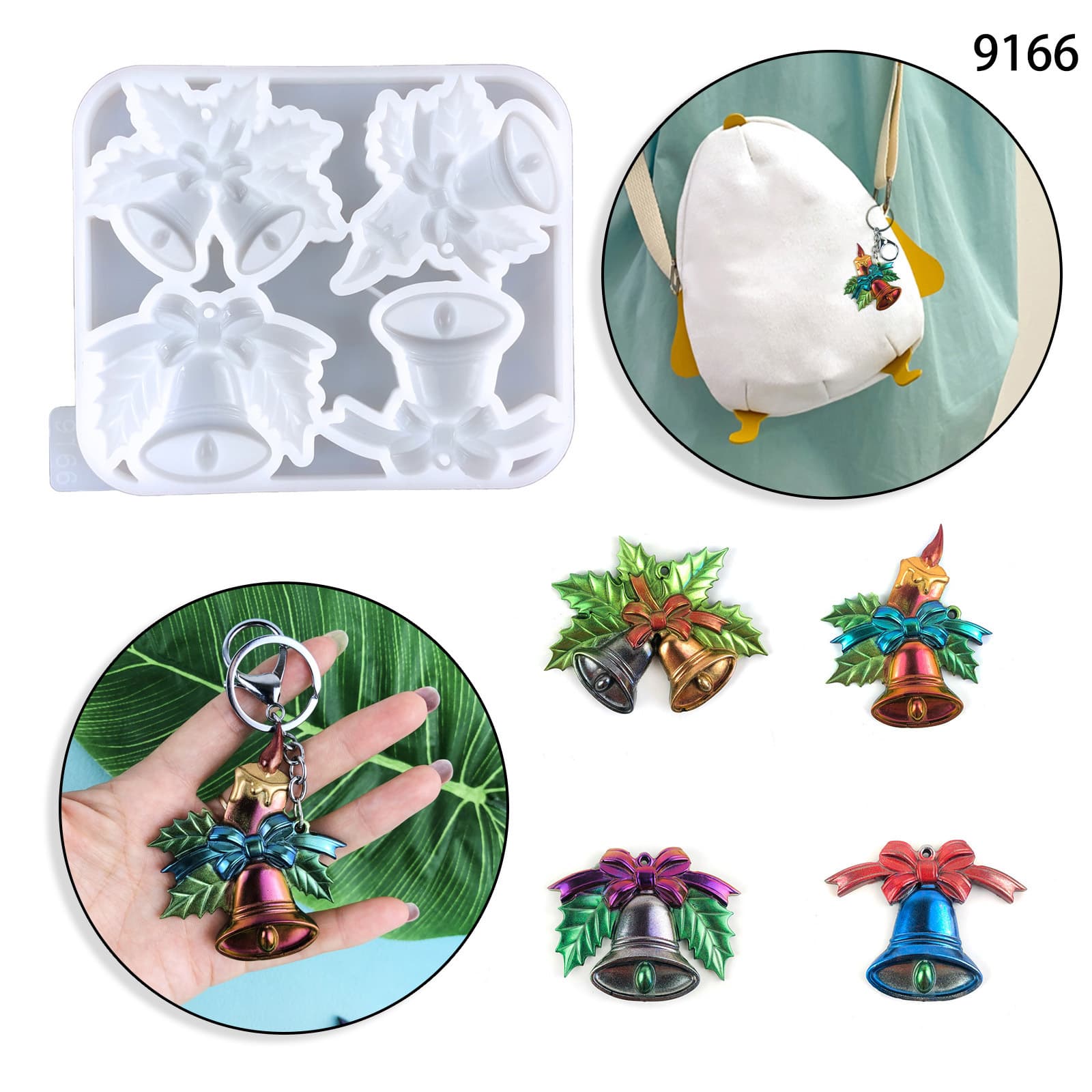 Christmas Bell Keychain Resin Mold Christmas Bell Decoration Backpack Pendant Christmas Ornament Silicone Mold
