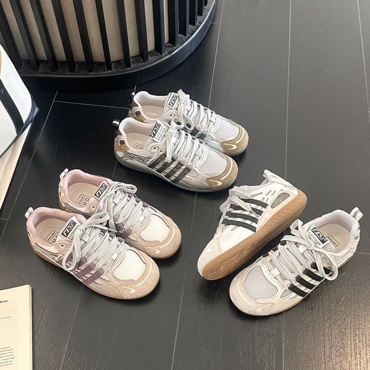 Designer Color-Block Lace-Up German Training Shoes 2026 Popular Trend Women Mesh Breathable Casual Sports Shoes Agassi Shoes