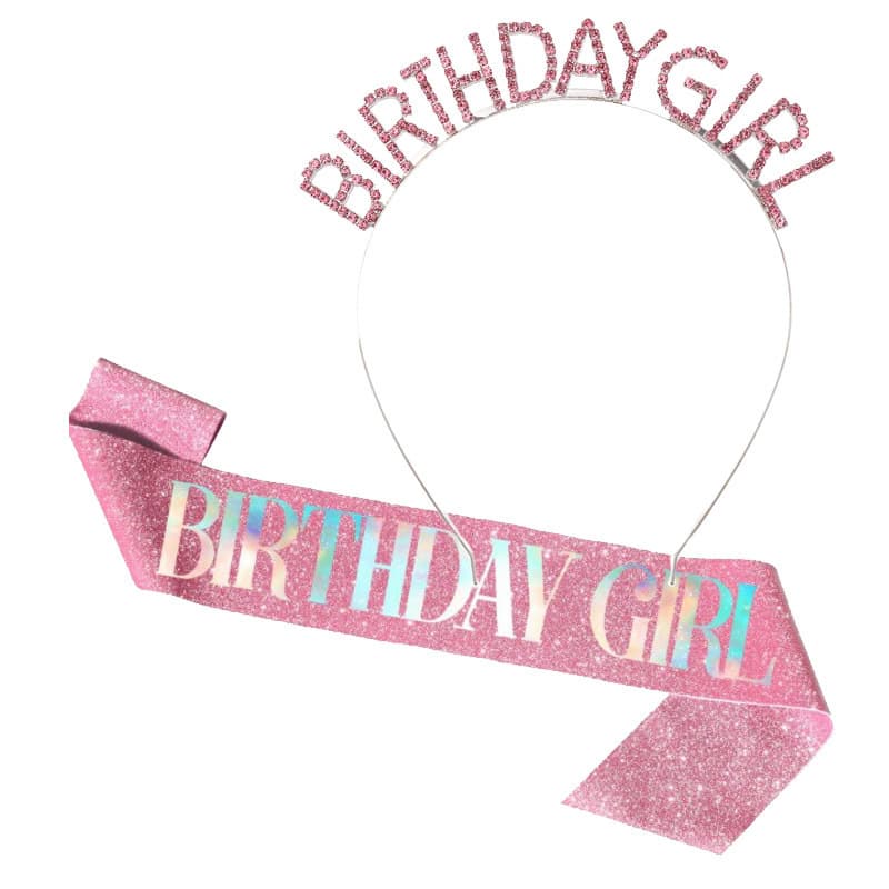 BIRTHDAY GIRL girl birthday headband party birthday party glitter colorful shoulder strap etiquette crown