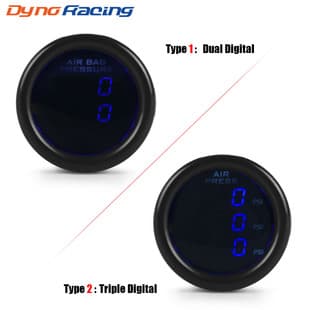 Car Modification Digital Dual Screen / Triple Screen Air Pressure Gauge with NPT1/8 Sensor Blue Light 2 Inch 52MM Gauge