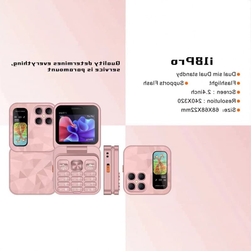 New Hot Selling Cross-Border i18pro Retro Flip Phone 2.4-Inch Keypad Foreign Language Backup Foldable Phone Wholesale