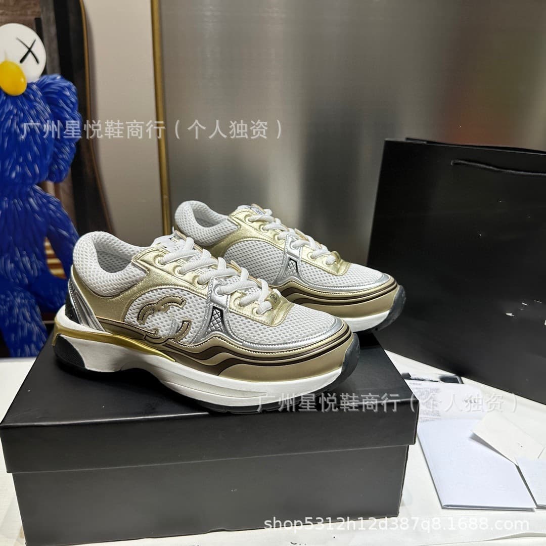 Xing Series Silver Horned King Original Box New Style Height-Increasing Thick-Soled Casual Color-Blocking Mesh Sneakers Thick-Soled Dad Shoes for Women