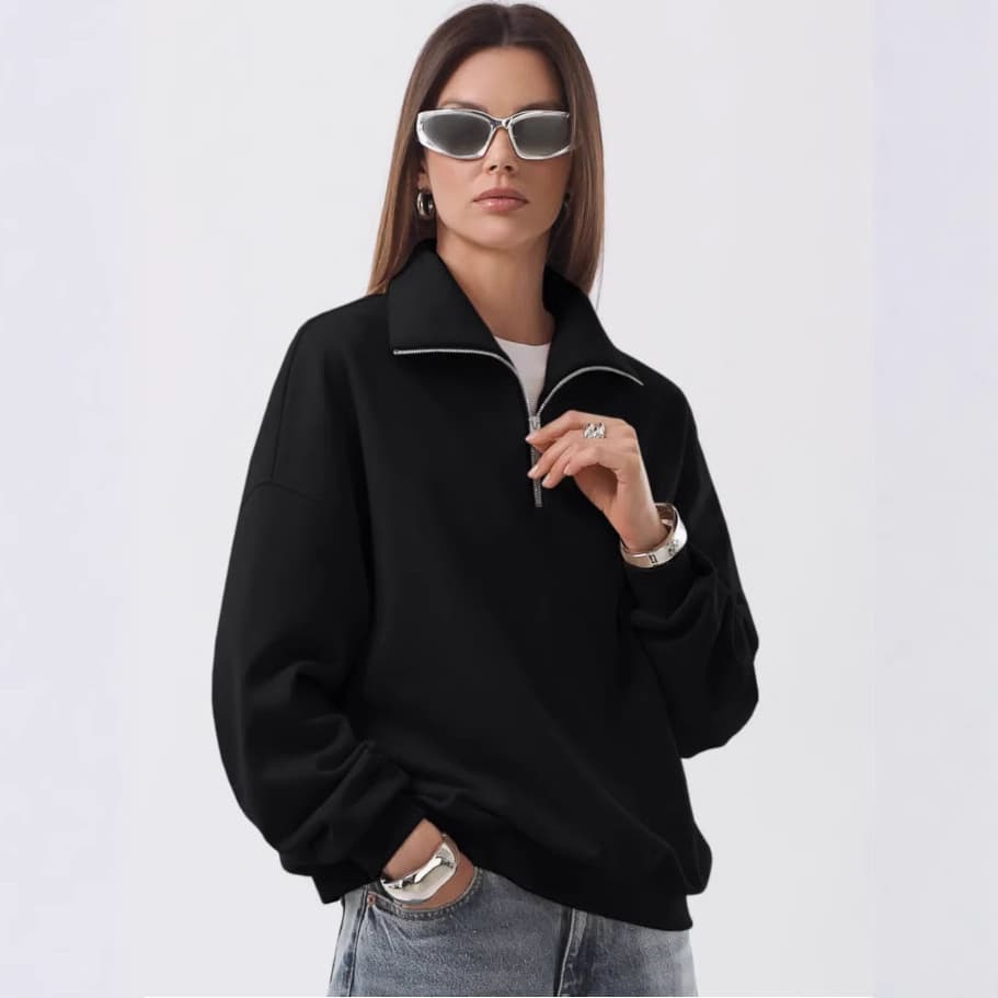 European and American Dark Sportswear Women's Hoodie Gothic Couple Harajuku Oversized Quarter Zip Sweatshirt Top