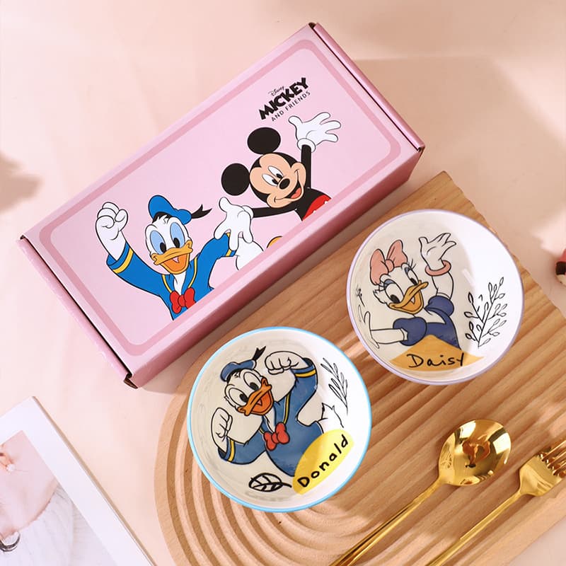 Cartoon Mickey Ceramic Kids Rice Bowl 4.5-Inch Two-Bowl Tableware Set High-Appearance Gift