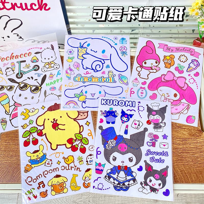Wholesale new large size Sanrio stickers children's cartoon waterproof stickers notebook suitcase decorative stickers watermark stickers