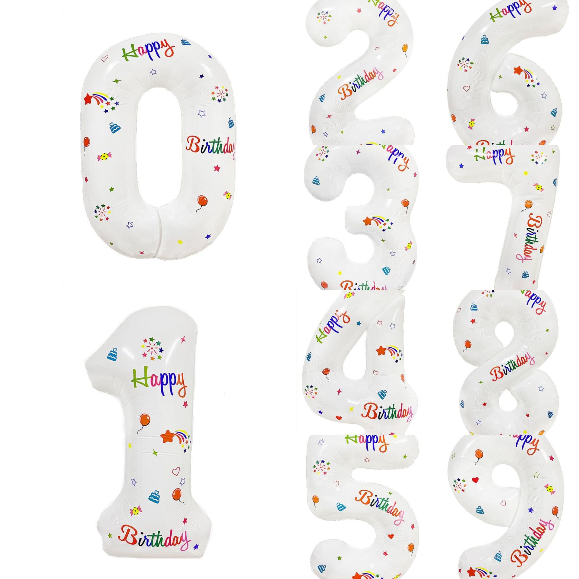 Cross-Border New Model 32inch Imitation Foil Number Balloons with Birthday Prints for Birthday Party Decoration and Arrangement