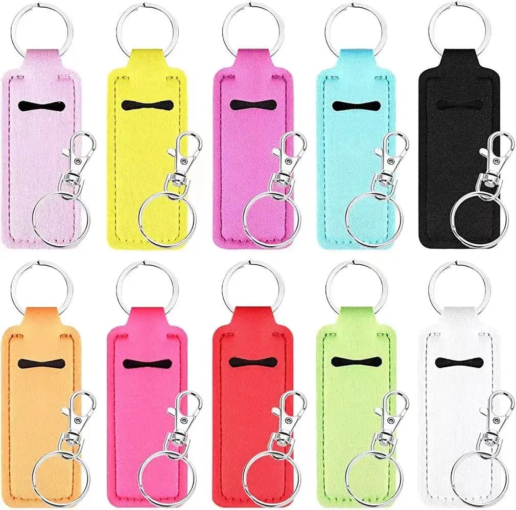 Neoprene Lipstick Case Protective Cover Outdoor Portable Lip Balm Pendant Keychain Factory Hot Selling Lipstick Case Keychain