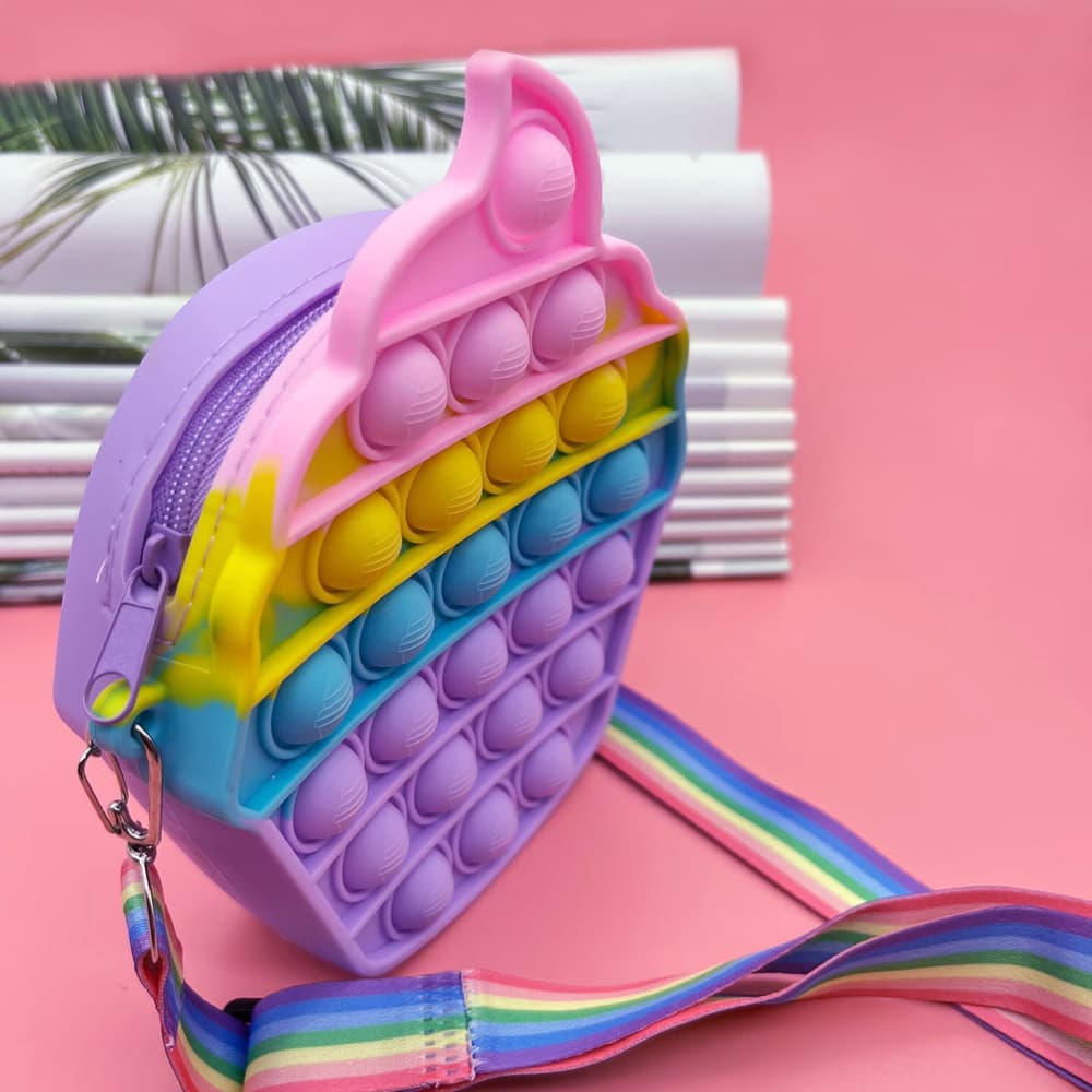 Children's Bag Cartoon Ice Cream Press and Decompress Baby Girls Coin Purse Silicone Small Shoulder Bag Storage Shoulder