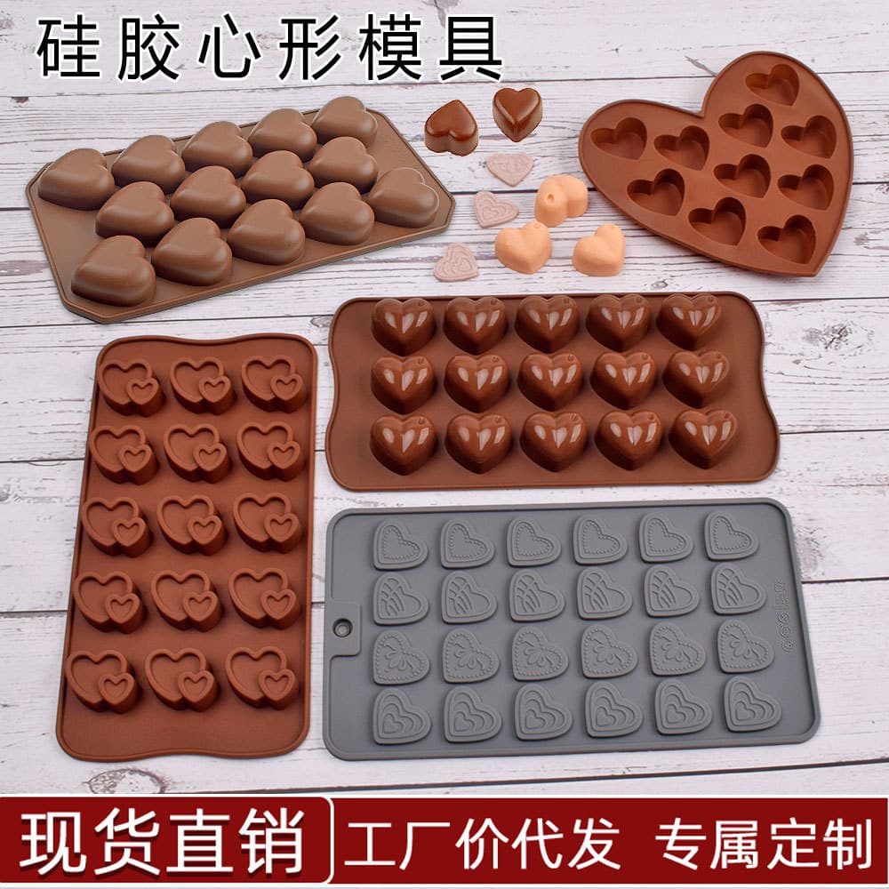 15-Cavity Small Teardrop Heart Silicone Mold for Chocolate, Fondant, Cake Baking, and Resin Casting