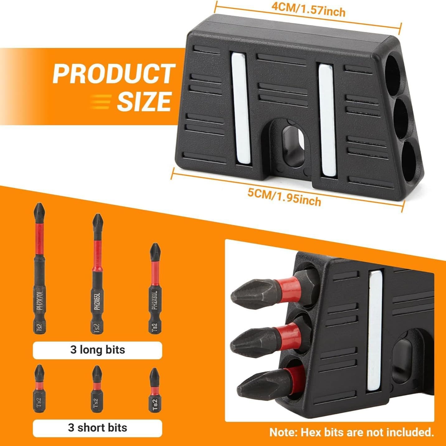 Amazon Upgraded Magnetic Bit Holder with 6 Magnetic Holes, Securely Mounts on Belt Clip Screws
