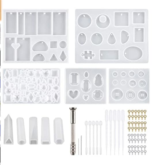 73 PCS Resin Mold Suitable Jewelry Silicone Jewelry Making Kit Earrings Pendant Bracelet Necklace Buttons