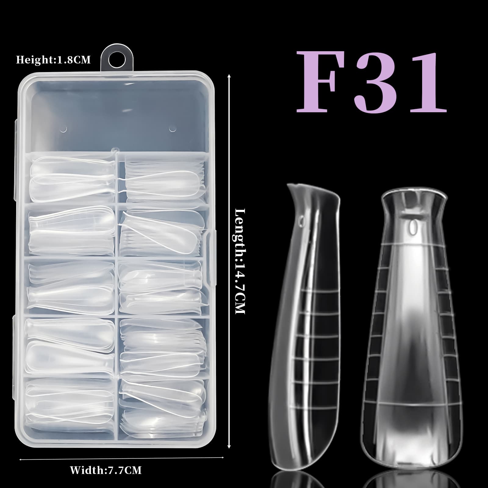 Cross-border Graduated Nail Extension Mold Fast Curing No Paper Form Extension 100pcs Crystal Nail Extension Mold Tips
