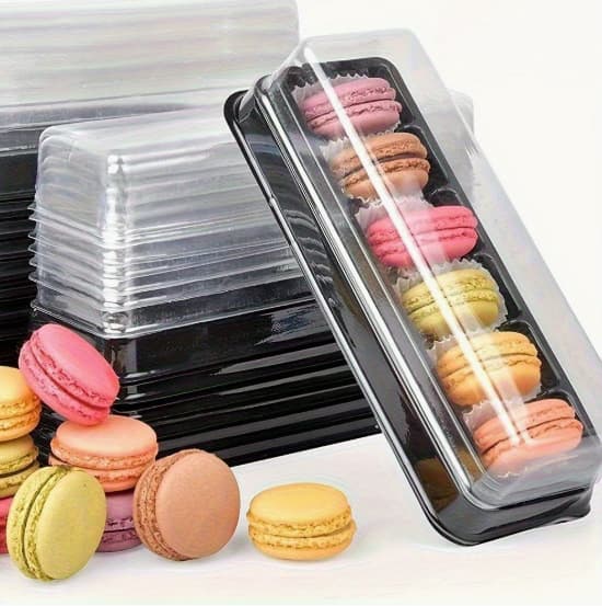 Cross-Border 6-Piece Macaron Plastic Packaging Box Rectangular Pastry Baking Box French Dessert Macaron Packaging