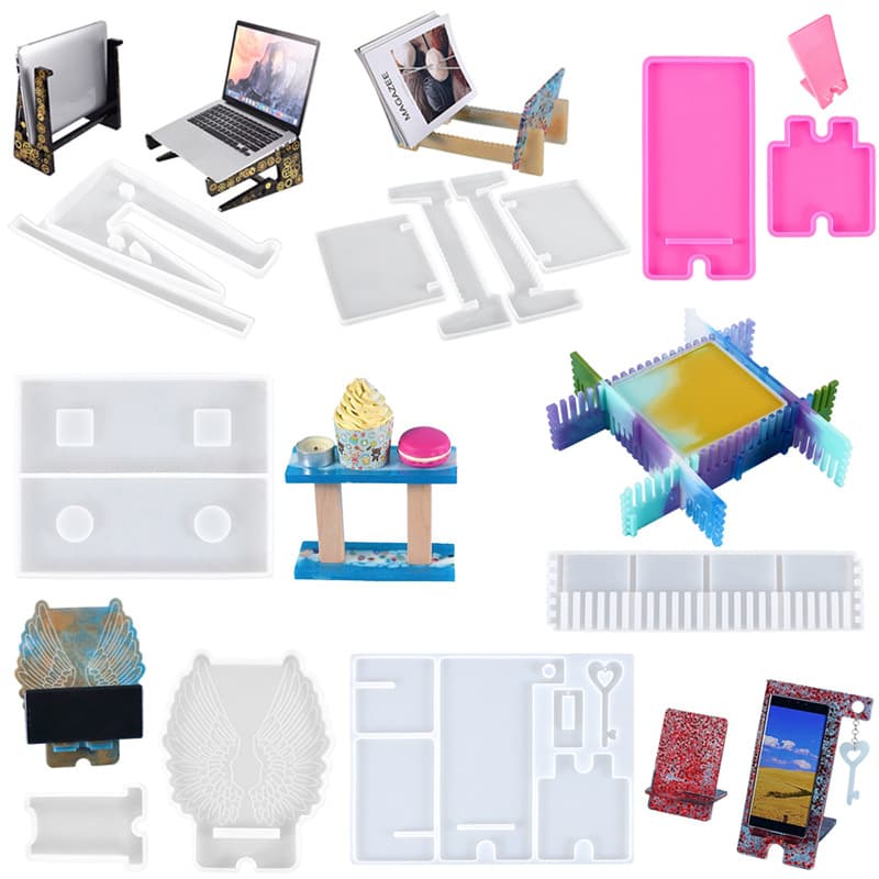 Multi-Purpose Storage Bracket Desktop Book Shelf Glue Mold Handmade Tablet Phone Stand Silicone Mold