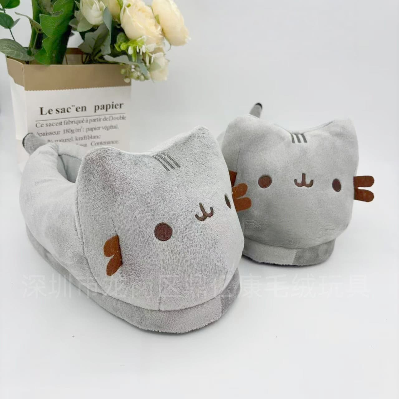 Factory Direct Cross-Border Stock PUSHEEN Plush Slippers Autumn Winter Home Warm Cloth Slippers