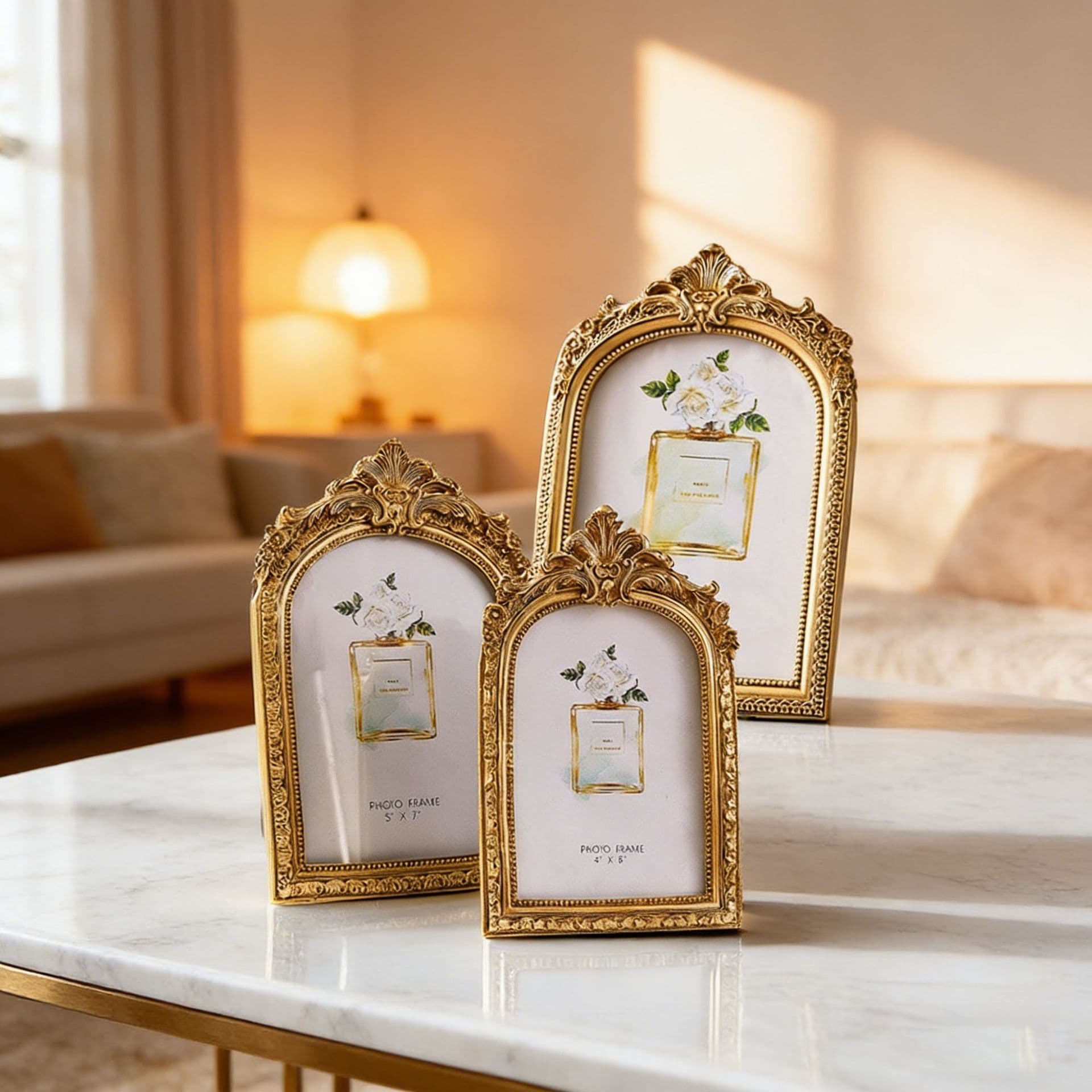 French Light Luxury Vintage Classical Carved Resin Photo Frame Wall Art Retro Art Frame Tabletop Display Can Hold Photos