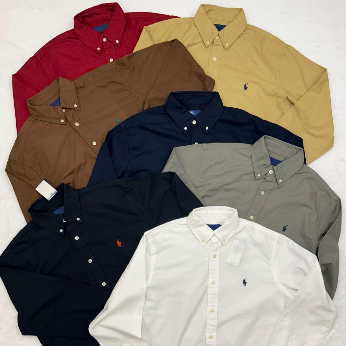 RL Ralph [Men's Oxford Cloth Shirt] Spring Autumn Winter Basic Minimalist Solid Color Long Sleeve Shirt Unisex