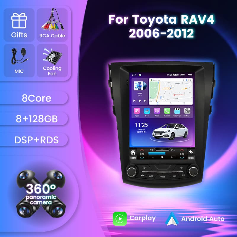 Compatible with Toyota RAV4 2006-2012 Car Multimedia Reverse Camera Android Bluetooth GPS Navigation Screen