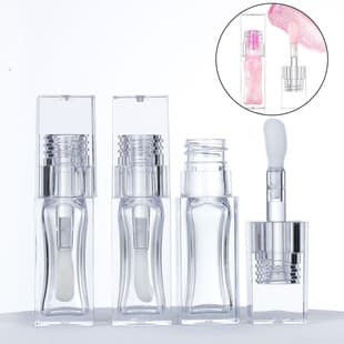 PETG 6ml All-Transparent Square Lip Gloss Tube Large Brush Thick Rod Lip Gloss Bottle Lip Mud Refill Lipgloss Tube