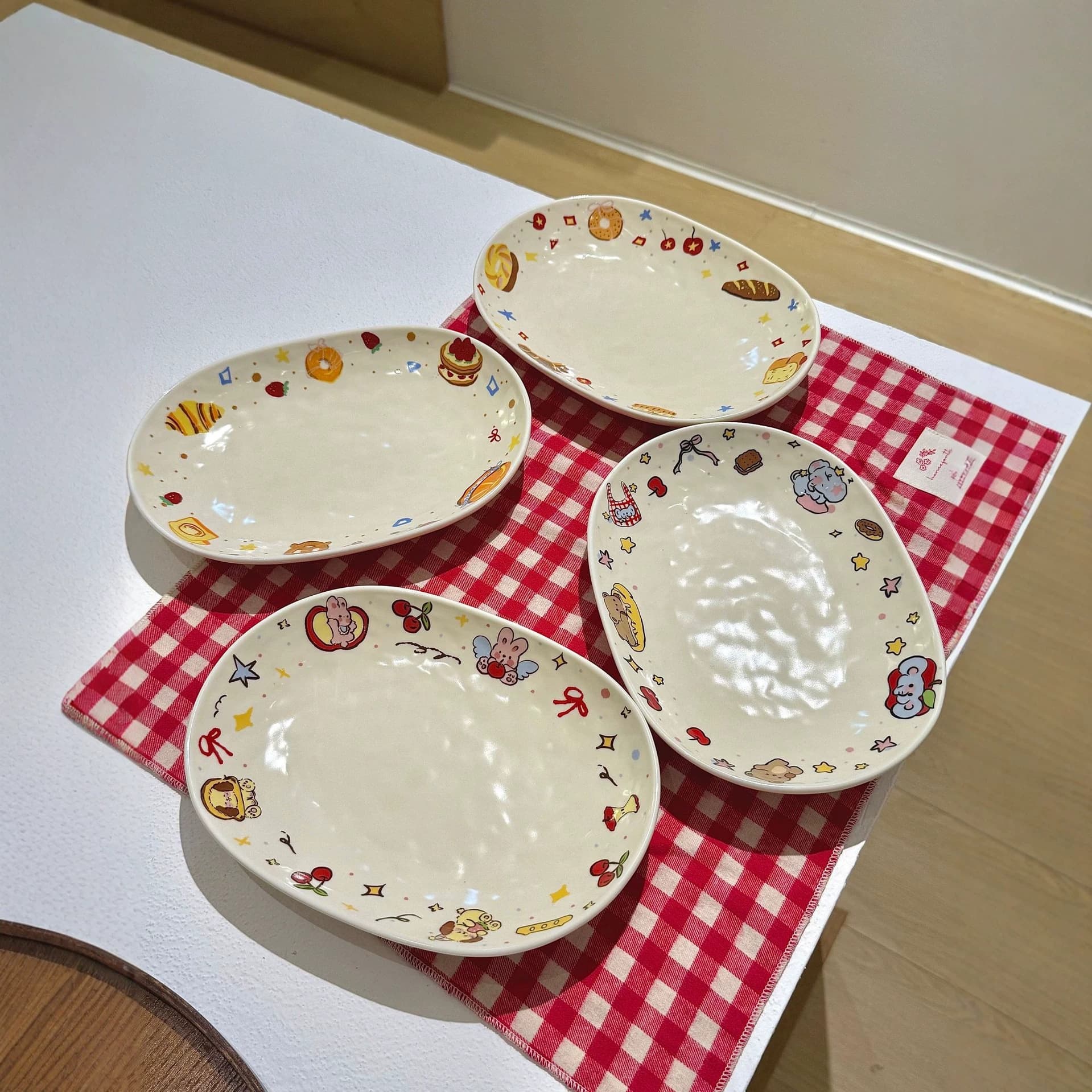 Fortune Star Sweet Yuanbao Oval Plate Creamy Cute Cartoon Ceramic Plate Home Breakfast Snack Plate