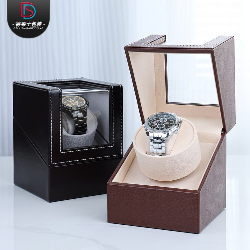Delas Watch Winder Box Automatic Electric Motor PU Leather Silent Anti-magnetic Mechanical Watch Shaker