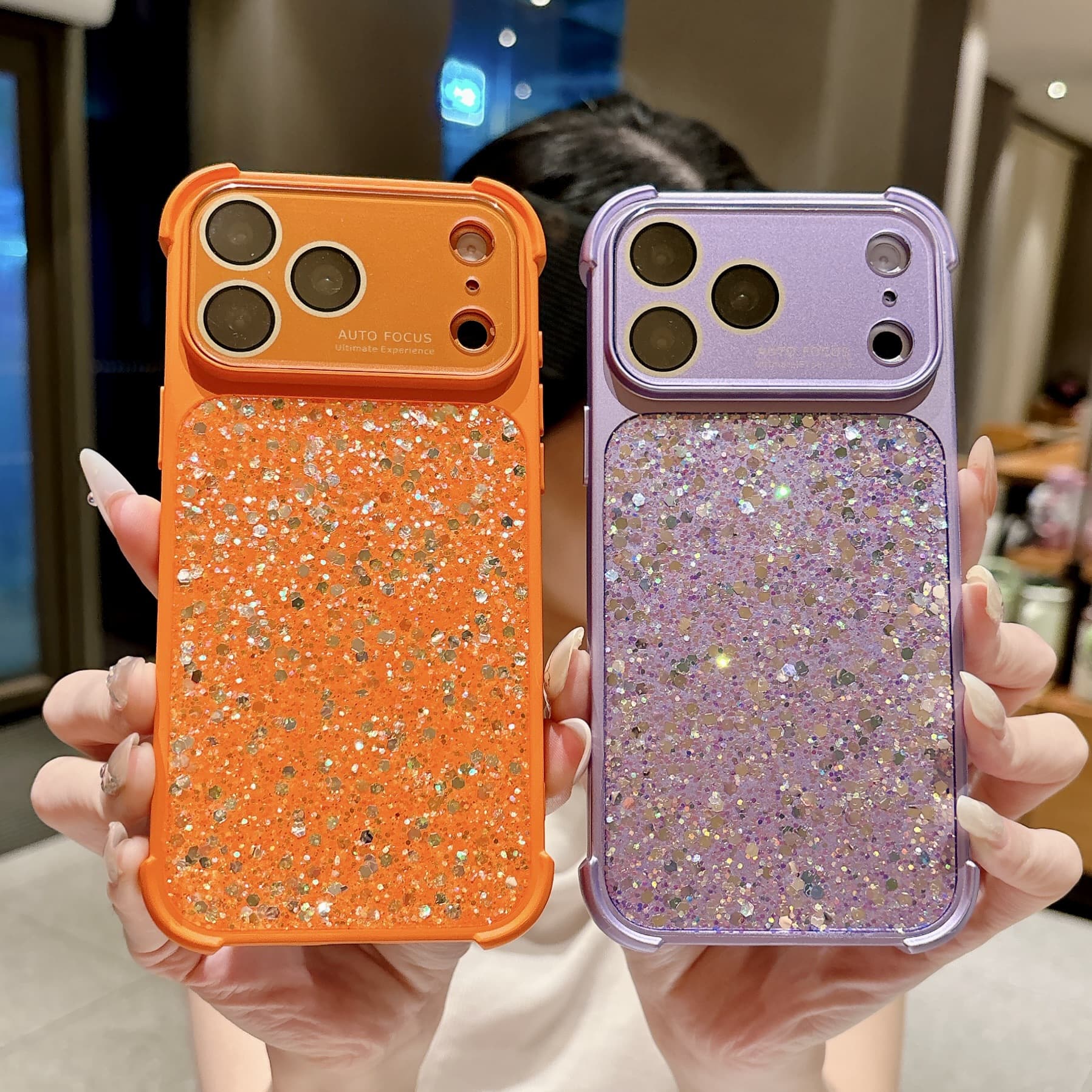 Four-corner anti-fall glue glitter glitter suitable for iPhone17 mobile phone case and Apple 16 glass lens film protective cover