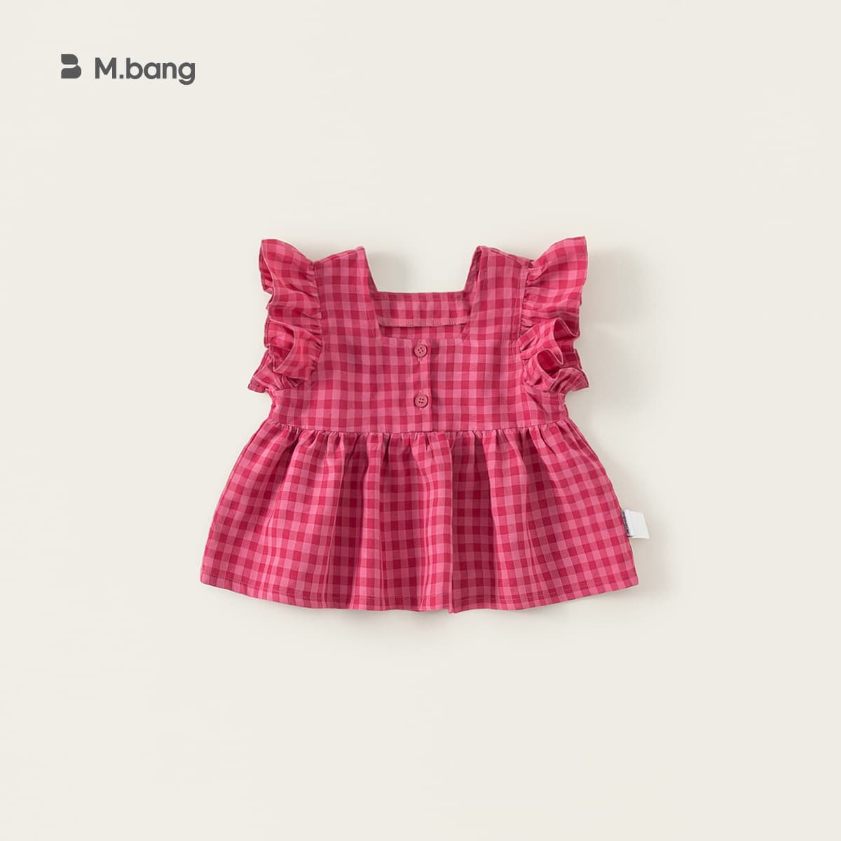 Youbao children's clothing sweet summer new product children's square collar top girls pink plaid doll shirt small flying sleeve shirt