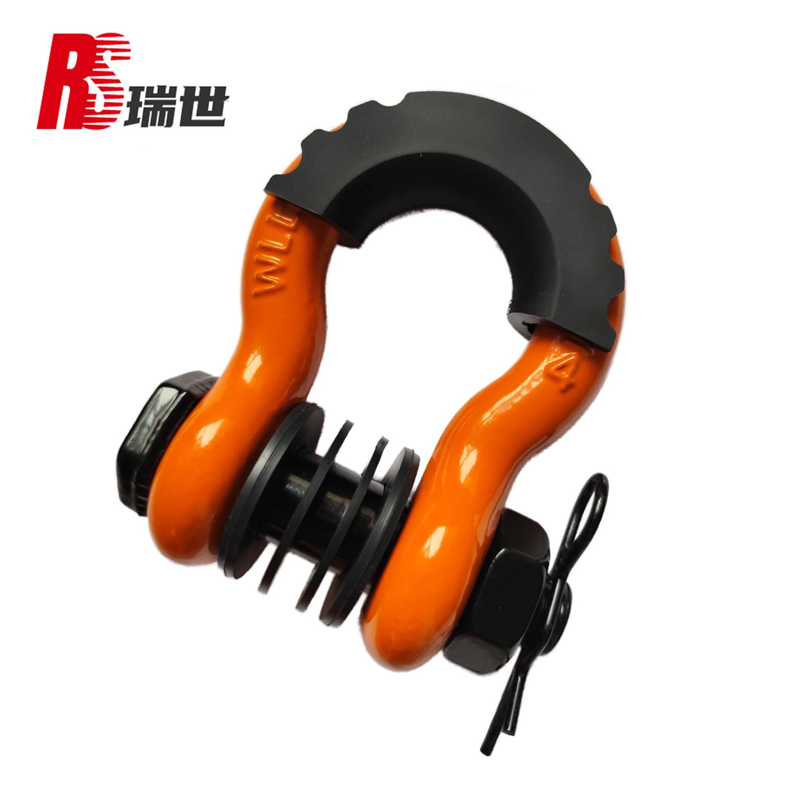 G-209 Heavy Duty Shackle 3/4 Inch 8T Off-Road Vehicle U-Hook with Protective Sleeve Rescue Bow Shackle Cross-Border