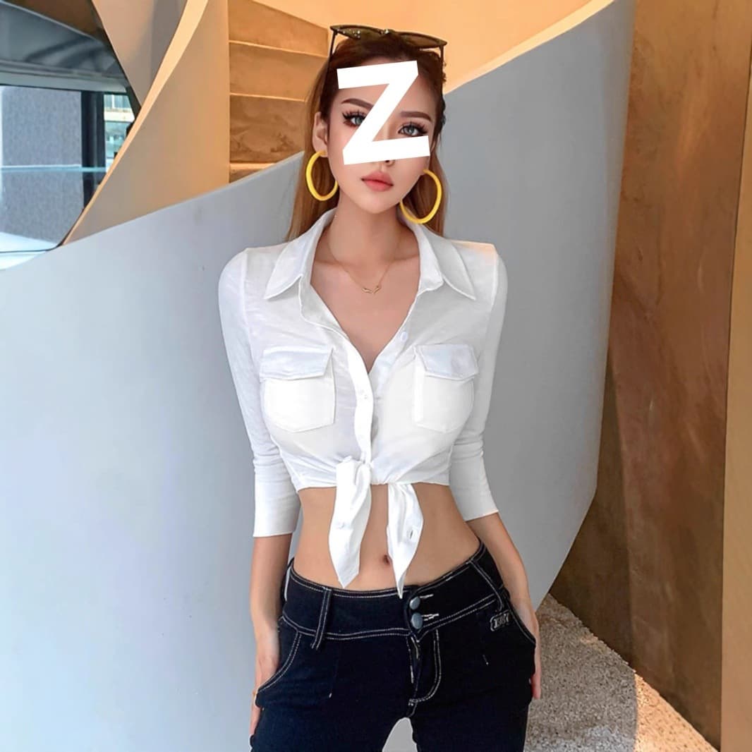 Pure and Chic White Lapel Shirt for Women, Slimming Short Crop Top, Unique and Stylish Summer Blouse
