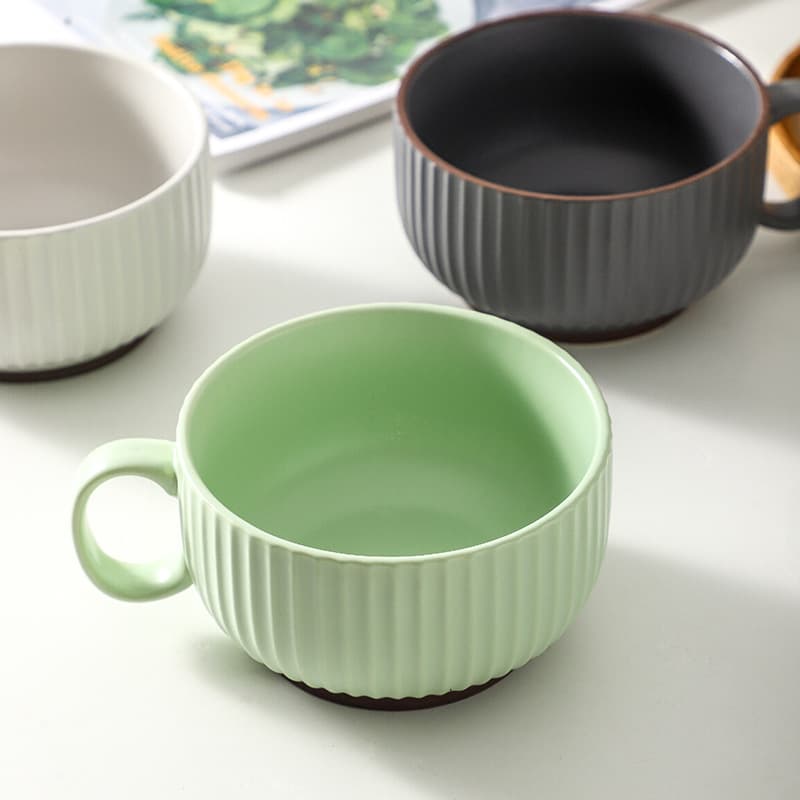 Creative High-Aesthetic Coffee Milk Breakfast Cup, Office Home Slimming Meal Mug, Afternoon Tea Premium Striped