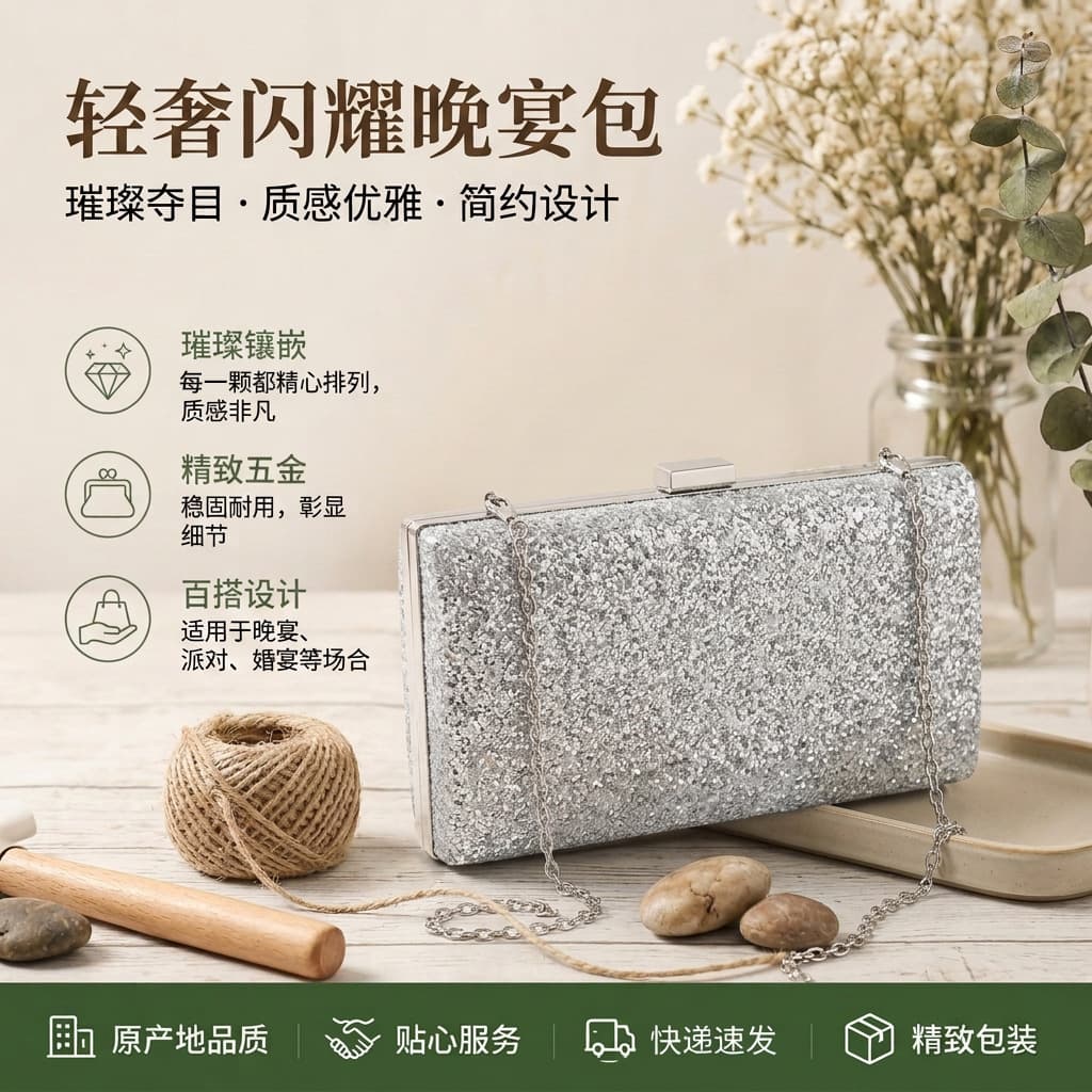 Fashionable New Evening Bag with Unique Inlaid Design, Ladies Handbag, Crossbody Women's Dinner Handbag