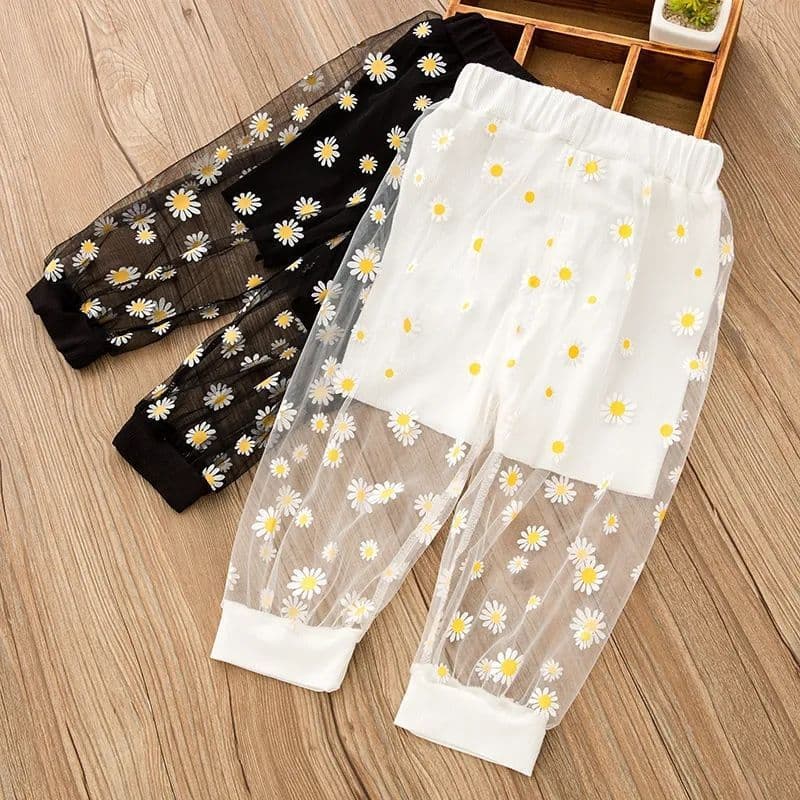 Mosquito-Repellent Pants for Girls, Toddler and Youth Summer Thin Style, Daisy Print Loose Pants, Kids Summer Outdoor Wear, Baby Polka Dot Pants