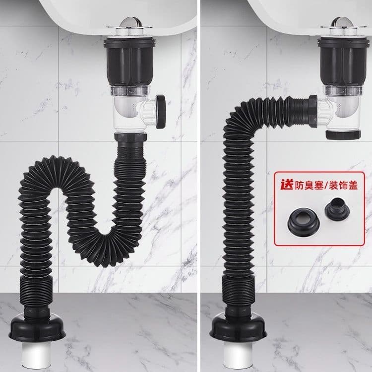 Bathroom Full Set Universal Wash Basin Drain Pipe Horizontal Wall Drain Basin Anti-Odor Drain Pipe Tool