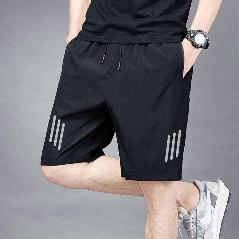 Summer Printed Ice-Feel Sports Shorts for Men, Loose Fit, Ins Style, Thin Quick-Dry Ice Silk Shorts, 5-Inch Length