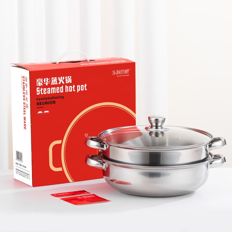 Thickened 28CM Stainless Steel Pot, Double-Layer Soup Steamer with Double Handles, Induction Cooker Compatible, Wholesale Gift Pot