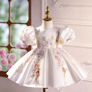 Host Dress for Girls Piano Performance Outfit Light Luxury Unique Flower Girl Wedding Toddler Princess Dress