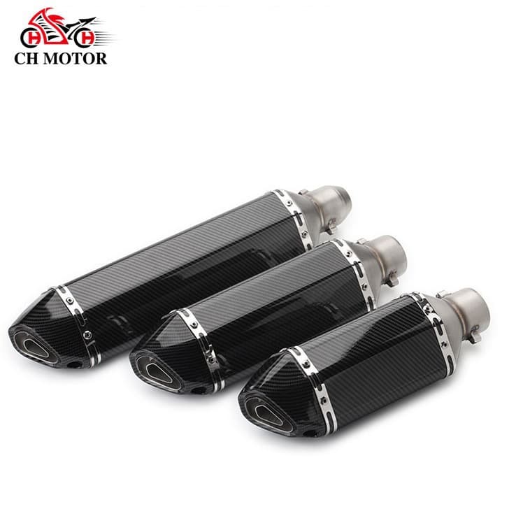 Motorcycle Small Hexagon Full Carbon Fiber Look Exhaust Pipe, Universal for Chunfeng Ninja Modified Racing Sound Exhaust