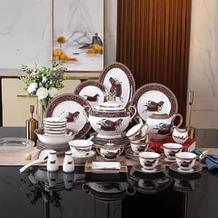 European Light Luxury Tableware Set Matu Dinner Plate Soup Pot Coffee Set Housewarming Wedding Gift