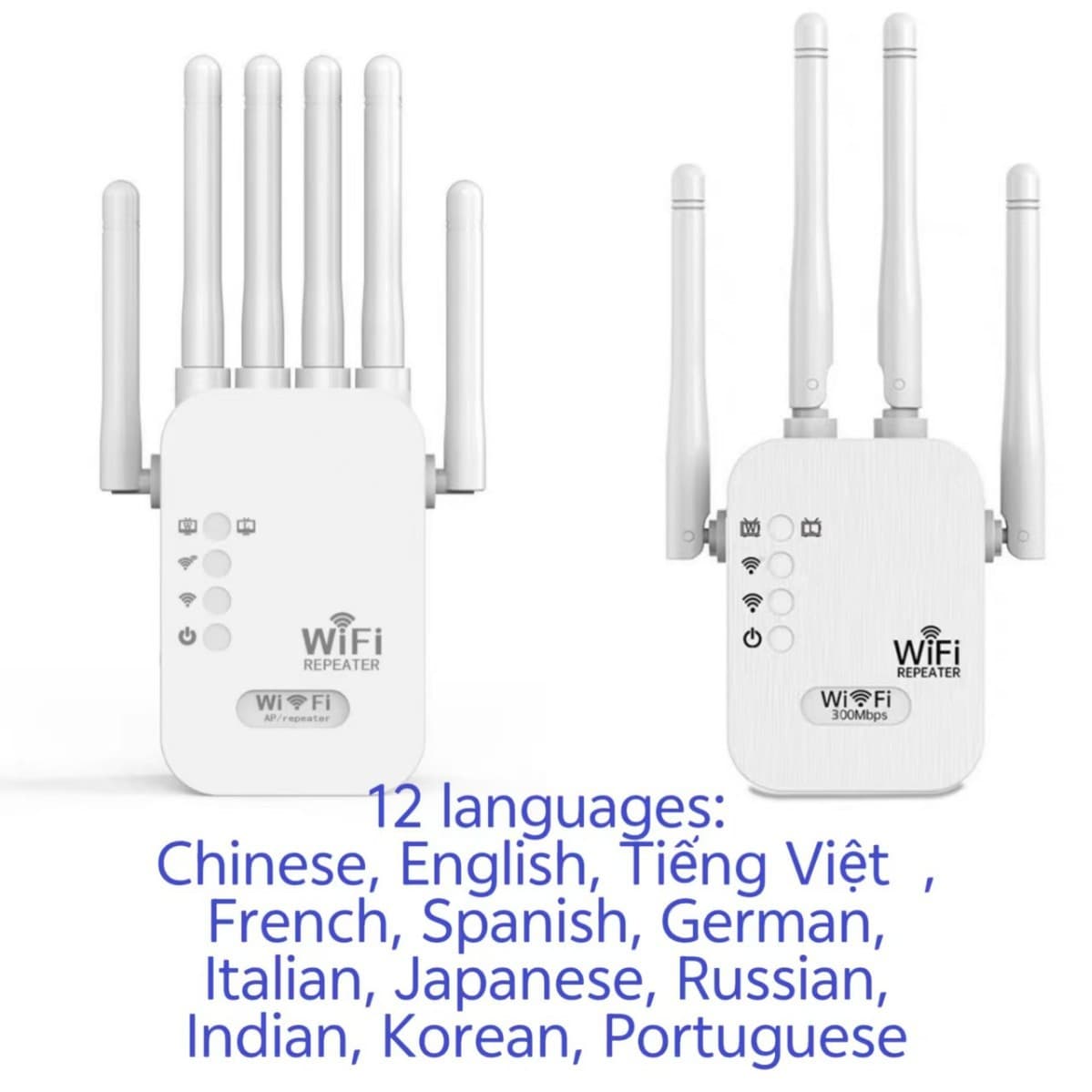 Vietnamese WiFi Signal Booster with Four Antennas, 300M Home Wireless Network Range Extender Amplifier Repeater