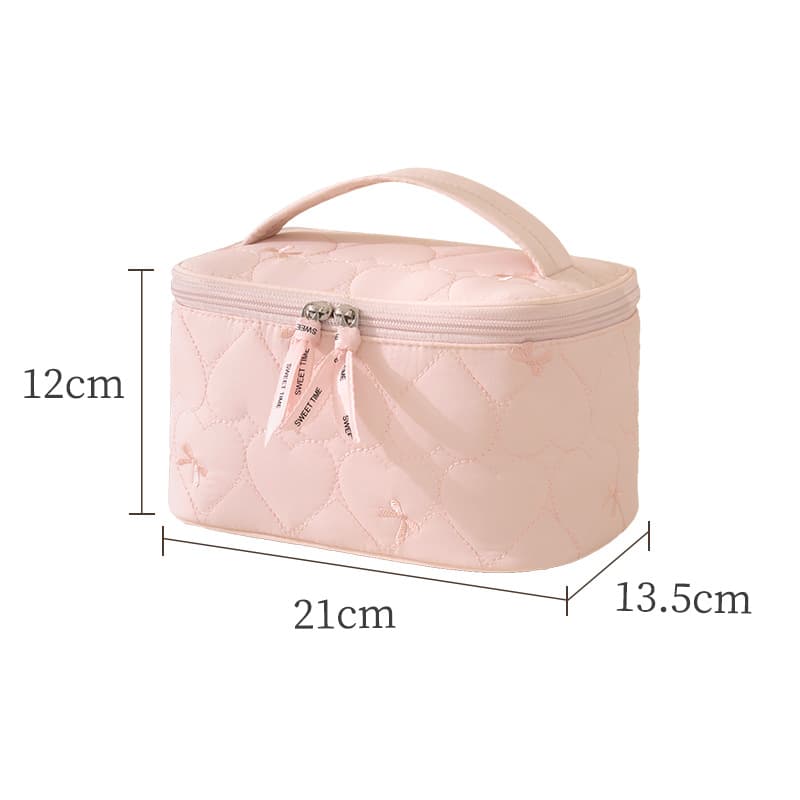 Runhui New Style Heartbeat Cosmetic Bag with Lid, Wash Bag Storage Bag, Travel Cosmetic Bag, Large Capacity Cosmetic Case