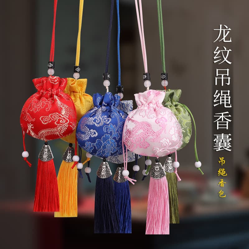 Dragon Boat Festival Plum Blossom Sachets, Chinese Style Brocade Embroidery Tassels, Antique Style Pouches, Mugwort Sachets, Car Pendants Wholesale