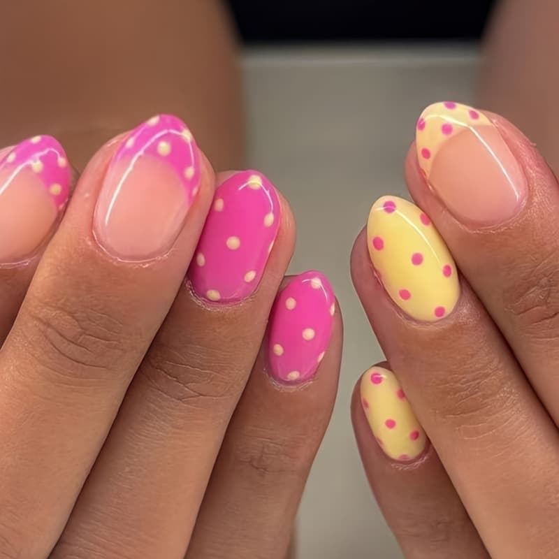 Cross-border best-selling [Spring Wave Dots] Wearable Nails Colorful Wave Dots Premium Whitening Nail Art Nails Factory Direct Sales