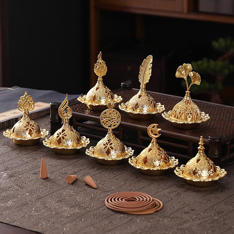 Cross-border Cone Incense Burner Arabic Portable Metal Alloy Sandalwood Tower Incense Burner Dubai Middle Eastern Style Hollow Aromatherapy Burner