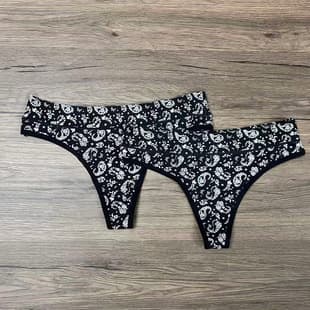 Women's Vintage Floral Print Low-Rise Thong, Pure Cotton Comfortable Sexy T-Back Underwear, European and American Export Orders