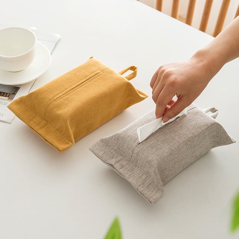Fabric tissue holder in an Instagram style for home use, living room desktop, or wall-mounted in the bathroom, solid color tissue bag.