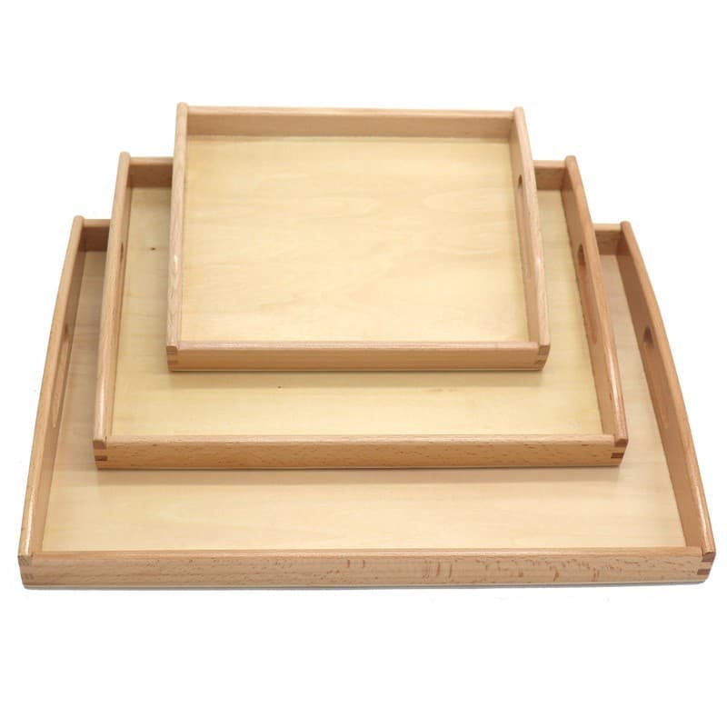Montessori kindergarten early education teaching aids wooden wooden tray handle operating tray Montessori life teaching aids