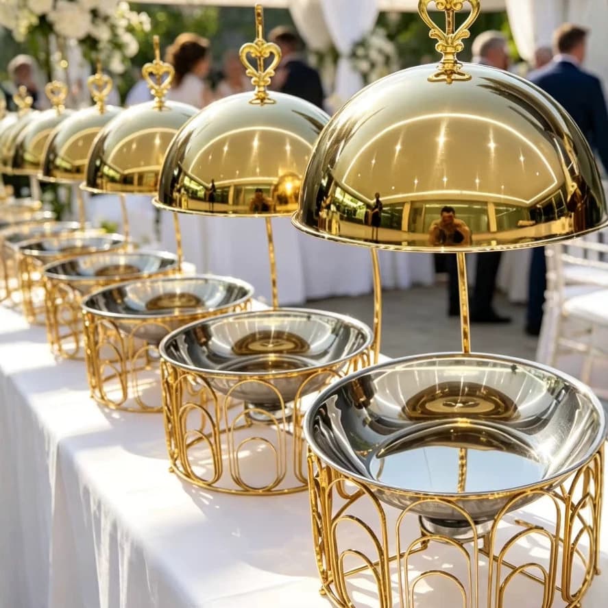 Diamond-shaped golden stainless steel buffet stove 8L hanging Buffy stove for hotel restaurants