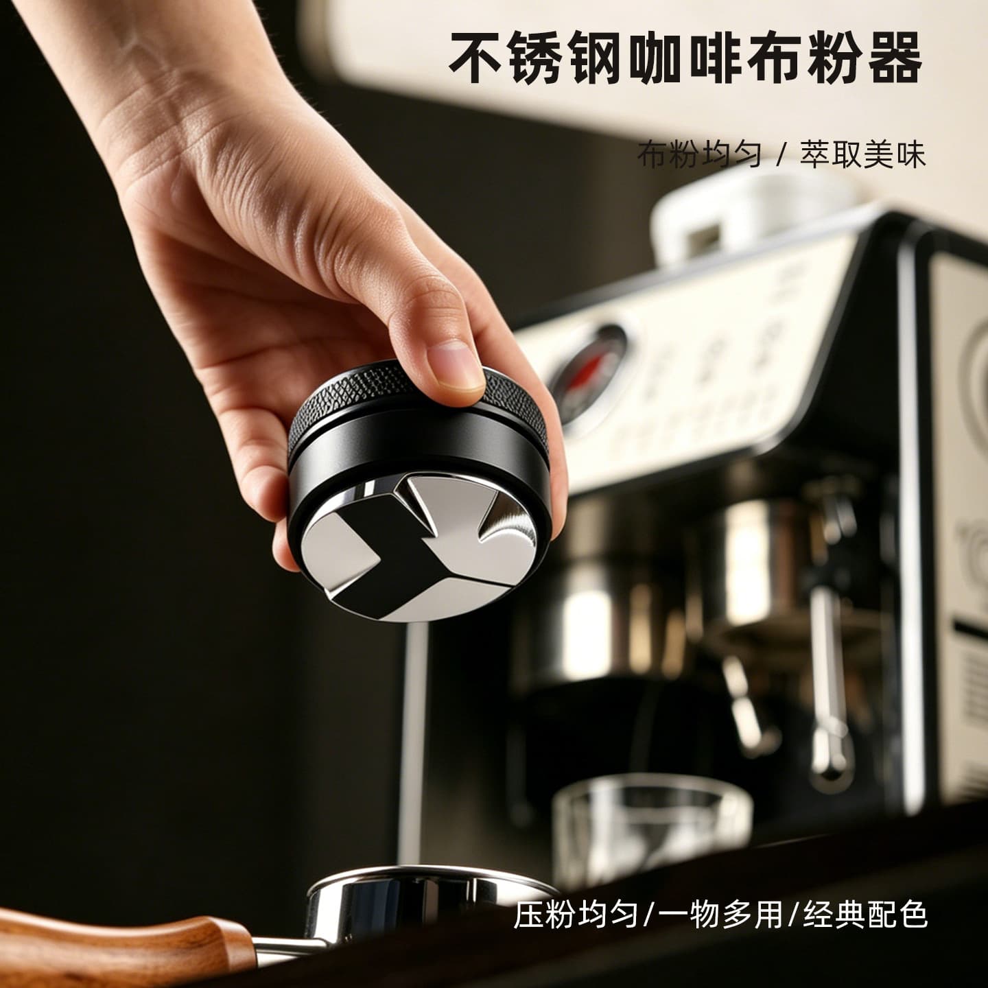 51/53/58mm Coffee Machine Powder Distributor Stainless Steel Powder Press Self-Gravity Italian Press Powder Hammer Set Accessories